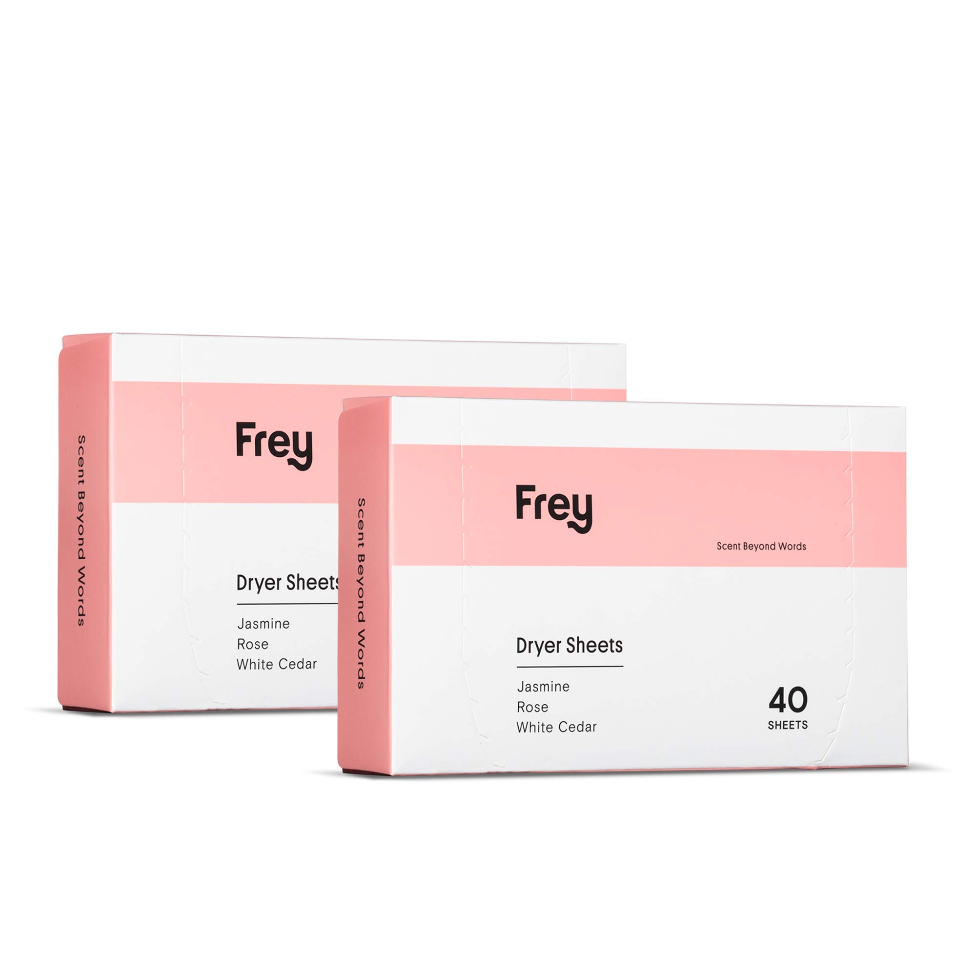 FREY Naturally Scented Dryer Sheets - Fabric Softener for Soft, Fresh & Clean Clothes (2-pack, Jasmine Rose)