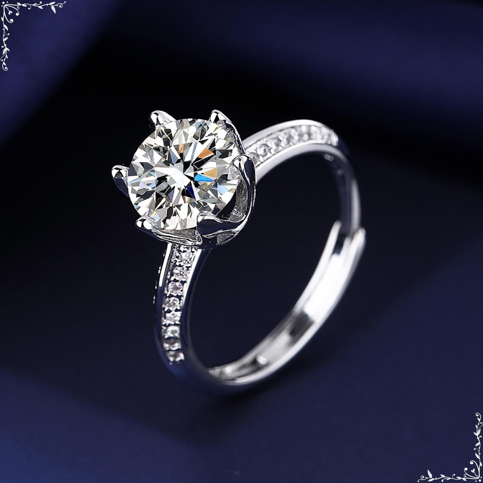 KnSam Weißgold 9 Karat 375 Hochzeitsring, Verlobungsring 6 Klaue mit Moissanit, 9K Gold Trauringe Echtgold Schmuck, Rose Gold, Gr.47-65