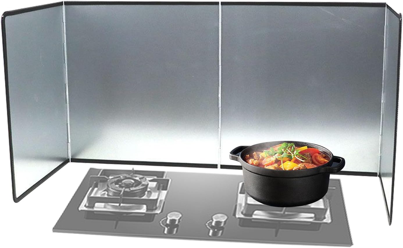 調理用油はね防止ガード,油はね防止シールド 折りたたみ式耐熱性 ストーブトップ フライパン用 キッチン壁面保護 | 調理中のグリース