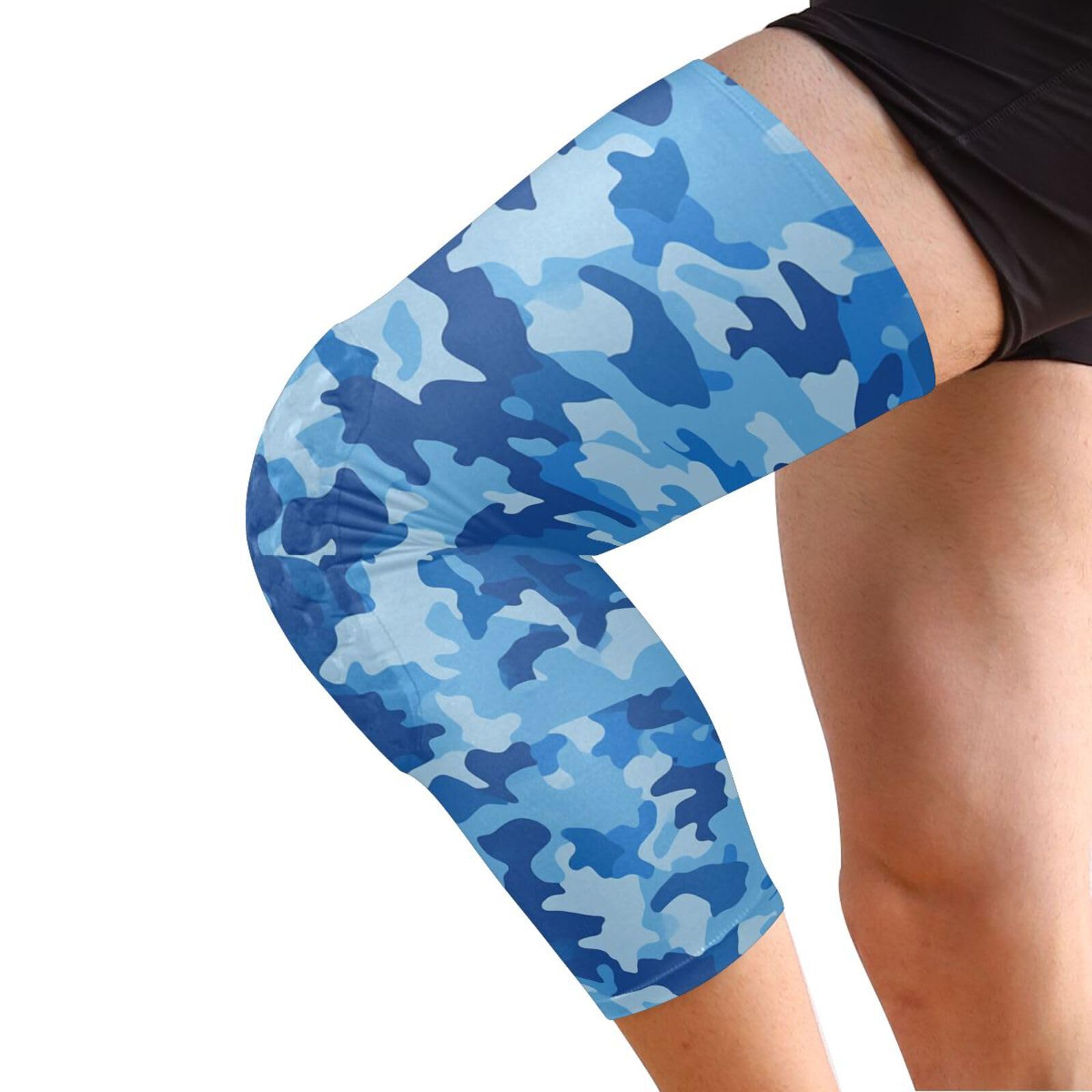 JUNZAN Blue Camo Basketball Knee Pads for Youth Kids Wrestling Knee Pads with Sleeves Sport Kneepads for Volleyball Football