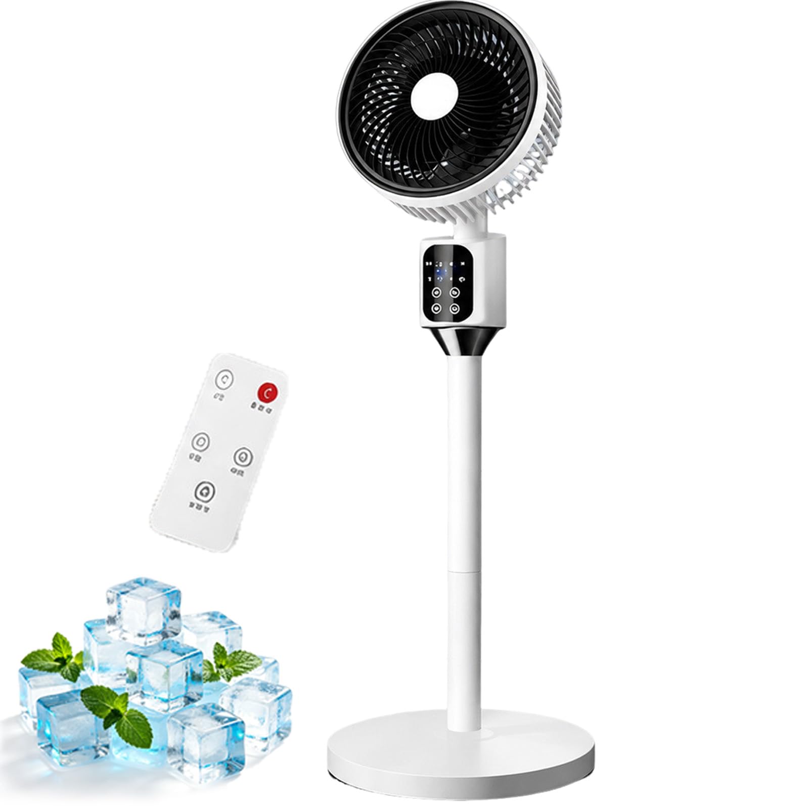2-in-1 Floor Fan Touch Screen and Remote Control,Powerful 3 Speed USB Fan,Adjustable Height, 7.5-Hour Timer, Stable and Quiet Floor Fans with Sleep Mode,Detachable for Bedroom Living Room
