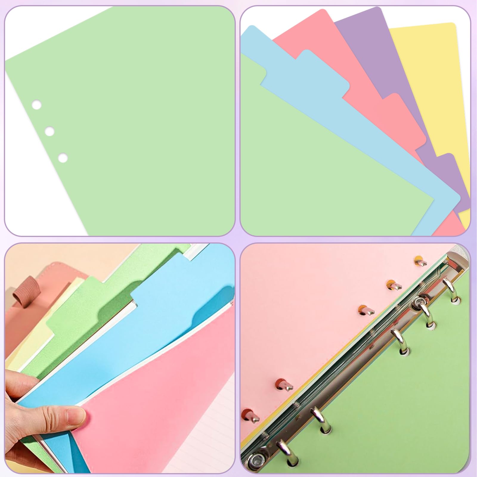 Separadores De Índice A5 (5 Juegos) - 6 Agujeros, Colores, Para Carpetas, Planificadores, Archivadores