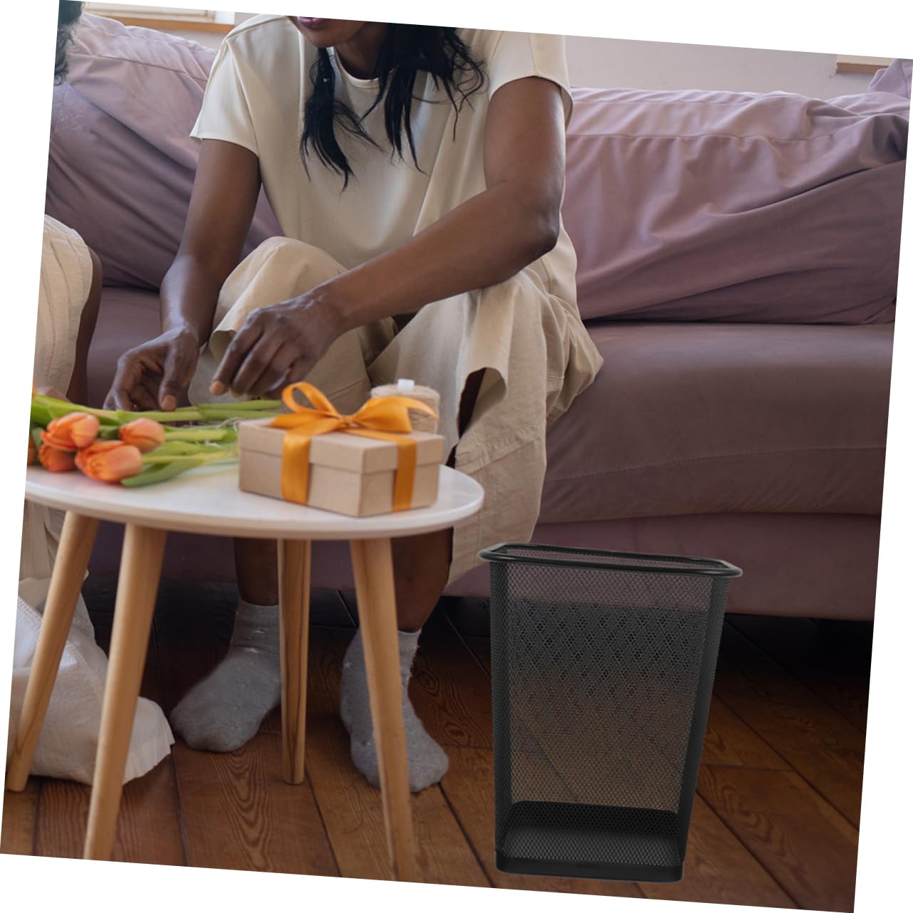 Cestino Della Spazzatura Metallo Rete Per Ufficio e Casa Cestino Elegante e Versatile Per Camera Da Letto Cucina e Ambienti Di Lavoro