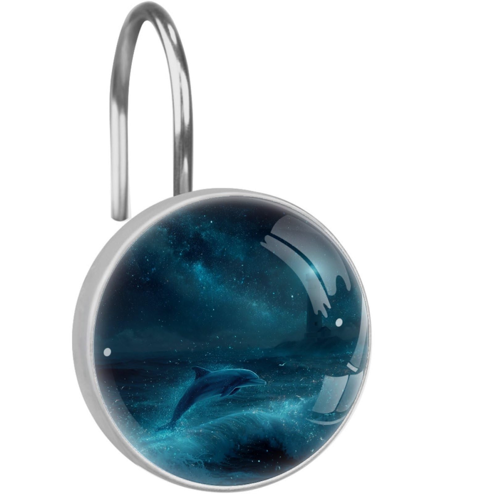 VAPOKF Decorative Shower Curtain Hook: Dolphin Rustproof Stainless Steel Shower Curtain Ring for Bathroom - Shower Curtain Hook & Hangers - Set of 12