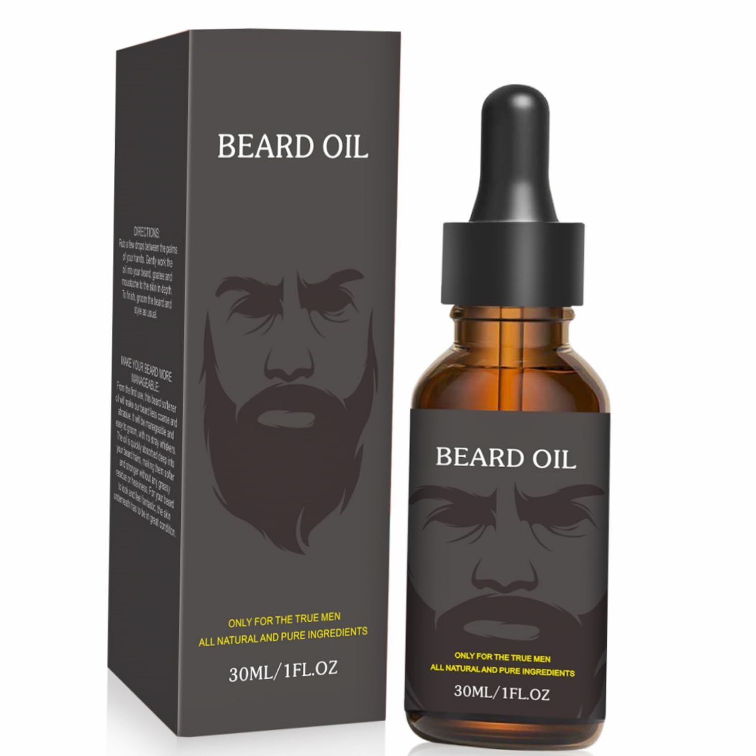 KUTONTECHNatural Beard Oil, Original Scent Care Beard Growth Kit, Non-Greasy and Improves Shine Beard Growth Oil, Nourishing and Strengthening Beard Oil(30ml).
