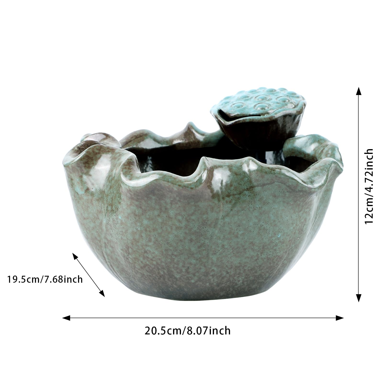 Lotus Tabletop Water Fountains, Lotus Mist Fountain, Indoor Ceramic Water Feature for Tabletop, Office, Bedroom, Feng Shui Decor Zen Fountain