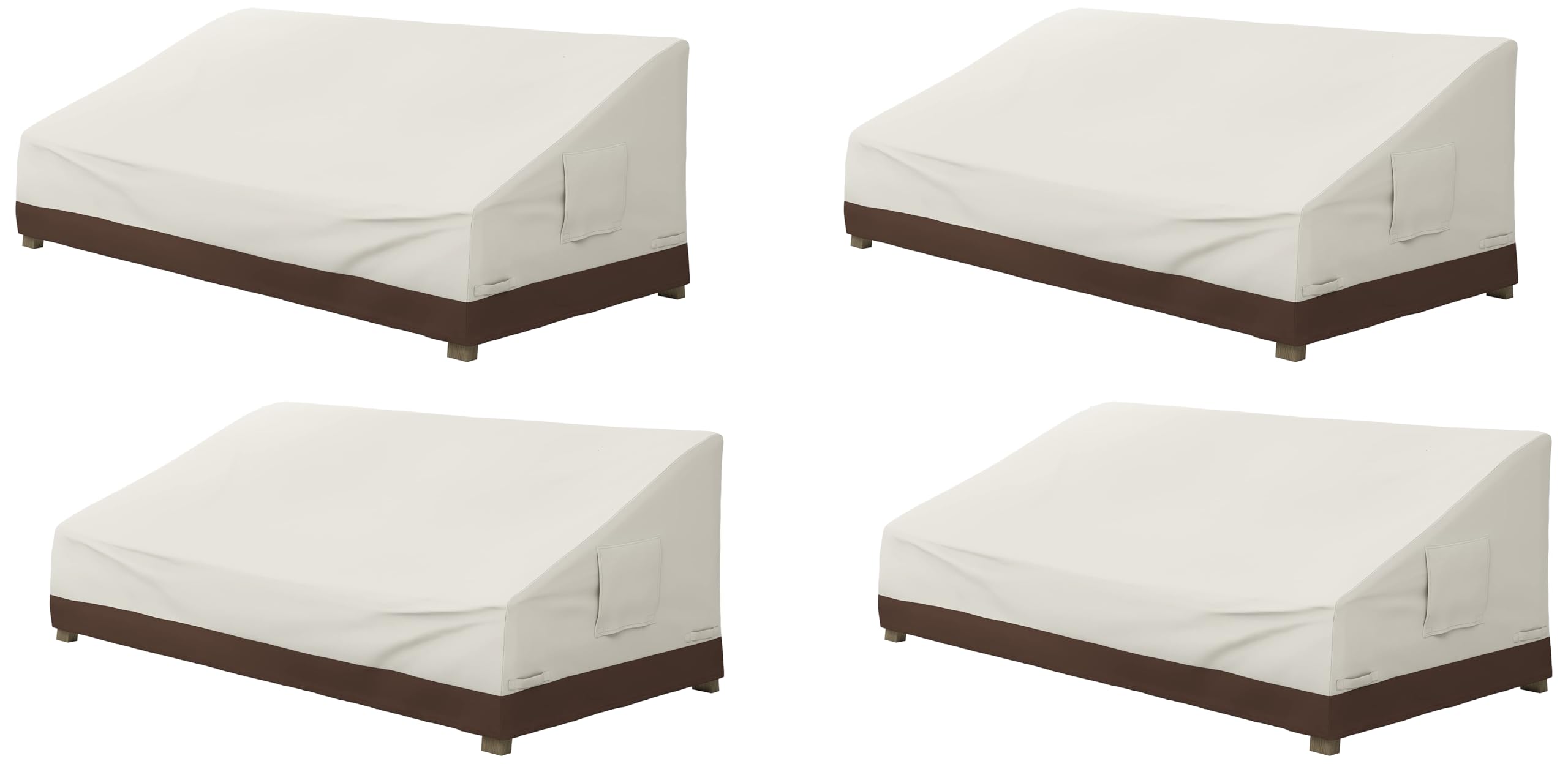 Amazon Basics 3-Seater Outdoor Couch and Patio Furniture Cover, Waterproof Lounge Sofa Cover, UV Resistant, Click-Close Straps, 78" x 38" x 29", Beige/Tan (Pack of 4)