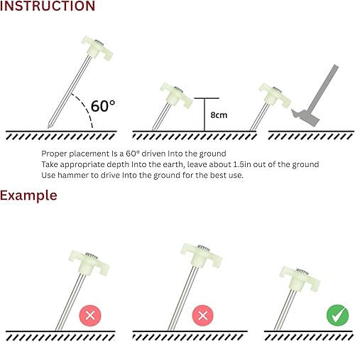 Miniatura 9 de Tricc - Estacas irrompibles de acero resistente galvanizado antioxidante de 10 pulgadas, tres estacas sólidas, resistentes para viajes al aire