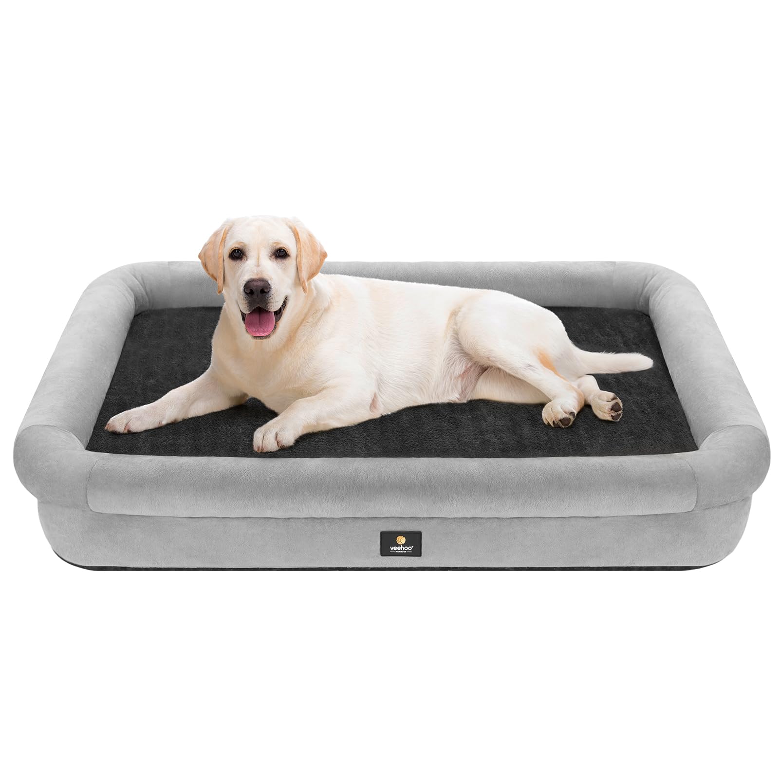 Veehoo XXL Dog Bed for Large Dogs - Orthopedic Dog Bed with Removable Washable Cover, 4-Sides Bolster Extra Large Dog Couch Bed Pet Sofa Bed with Nonslip Bottom, Black