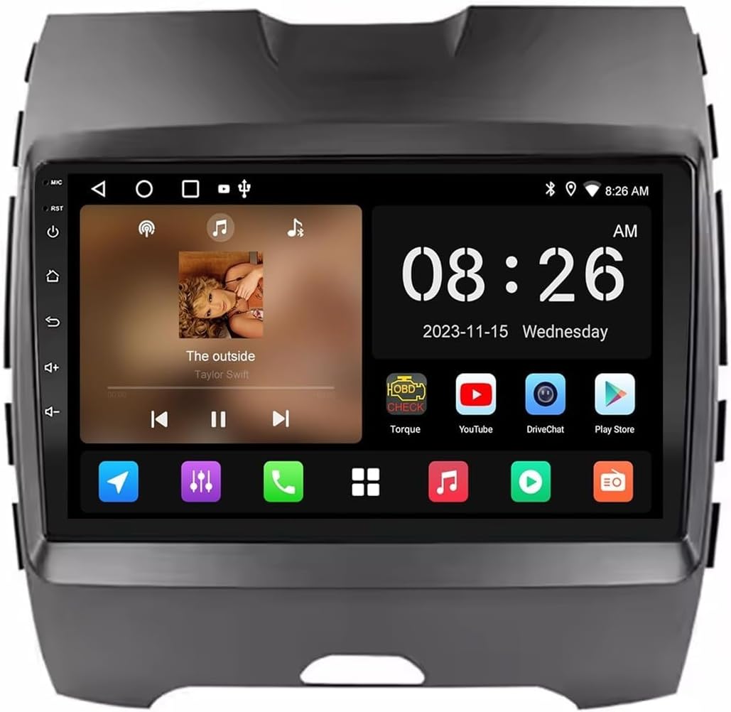 Radio samochodowe z systemem Android 15 do Ford Edge 2 2015-2018, zestaw głośnomówiący 9 cali, radio samochodowe z Bluetooth, WiFi, Carplay, Android, USB, AUX, FM, kamera cofania, 4 rdzenie