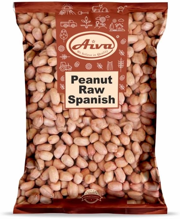 Aiva Raw Spanish Peanuts (10 LB Case) Bulk – Whole Unsalted Peanuts for Snacking, Cooking, and Baking | Product of USA | Spanish Premium Grade