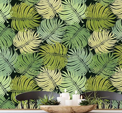 Papel tapiz de vinilo autoadhesivo e impermeable verde para pared de salón 2