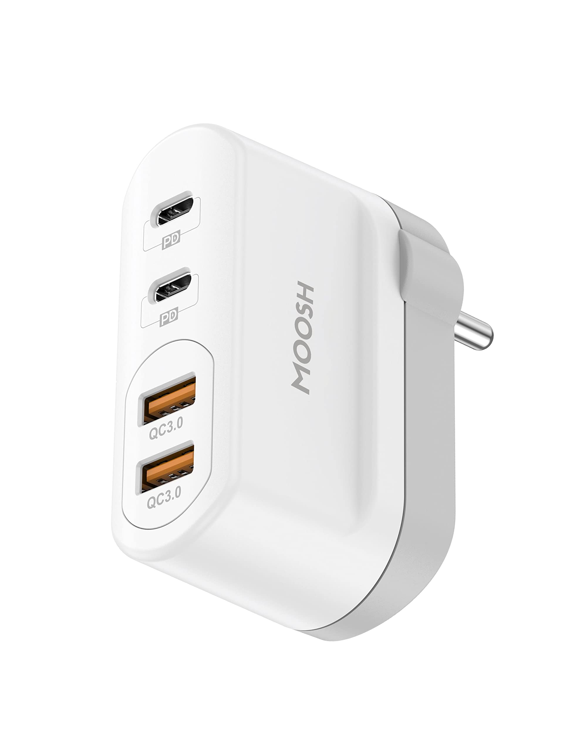 MOOSH 48W Power Charger with 4 Smart Ports Dual USB C Pd & Dual USB Quick Charger Bis Certified Wall Adapter 48W White, Smartphone, White (B0C66GGD4P) Amazon Price History, Amazon Price Tracker