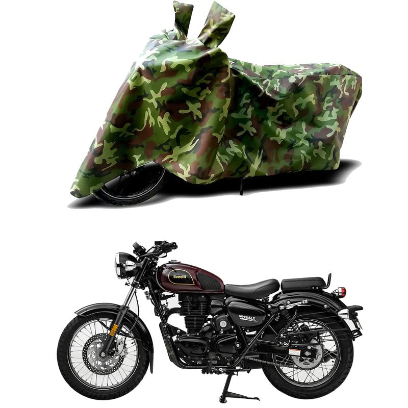 Image of 100% Water Resistant Bike Scooty Two Wheeler Body Cover Compatible for Benelli Imperiale 400 /UV-Rays /Heat Protection /Birds Dropping /Scratchproof /Dust Proof /Waterproof /All Varient[Green MJ]