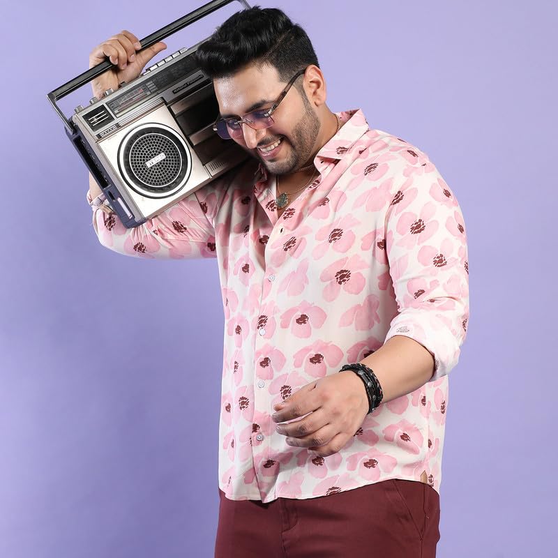 Image of Instafab Plus Men's Shirt for Casual Wear | Spread Collar | Plus-Size Fit | Long Sleeve | Button Closure | Cotton Shirt Crafted with Comfort Fit for Everyday Wear