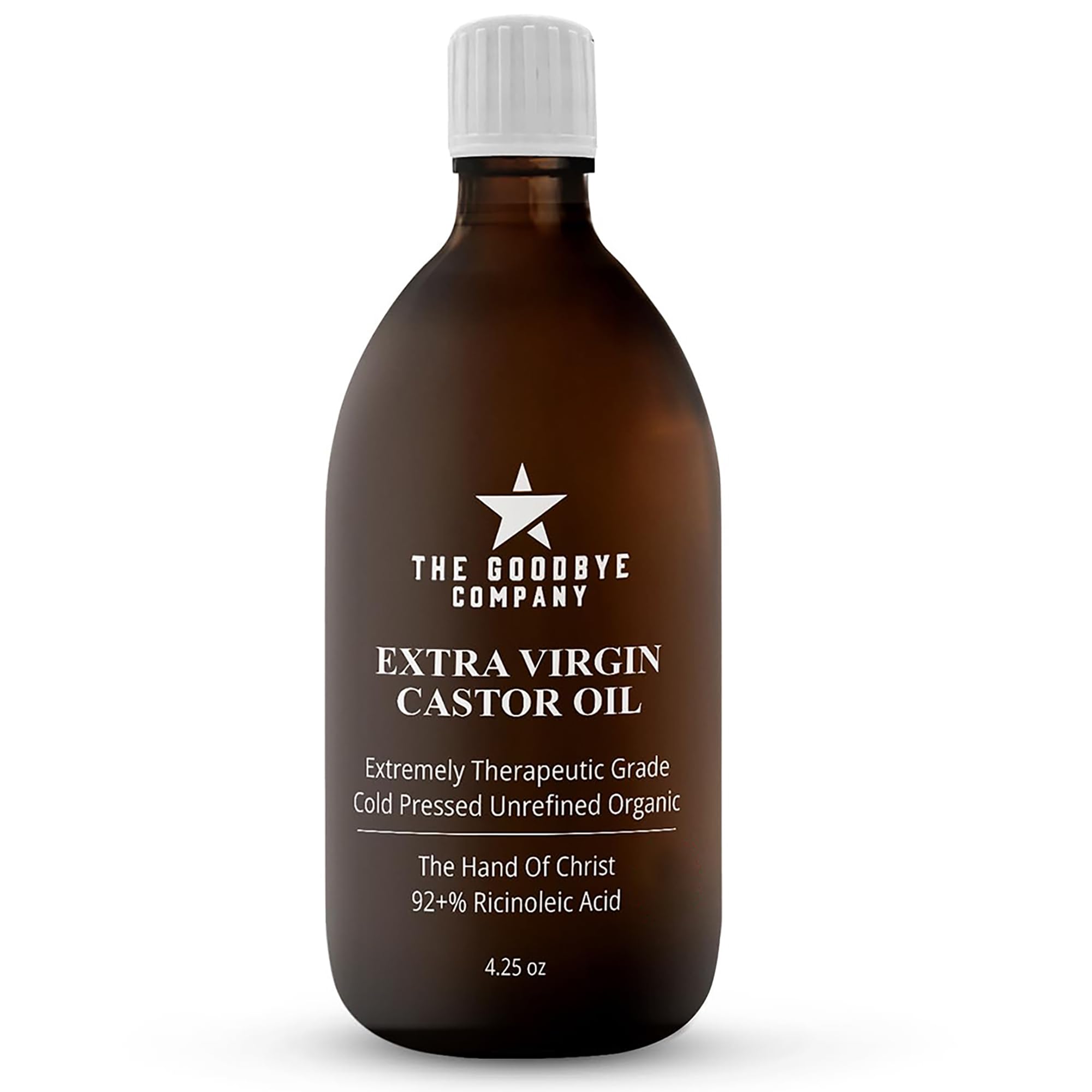 The Goodbye Company Organic Castor Oil for Hair, Skin & Eyelashes – 100% Pure, Cold-Pressed, Hexane-Free, Unrefined – Nourishing Beauty & Wellness Oil in Dark Glass Bottle – 4.25ozUSDA Organic