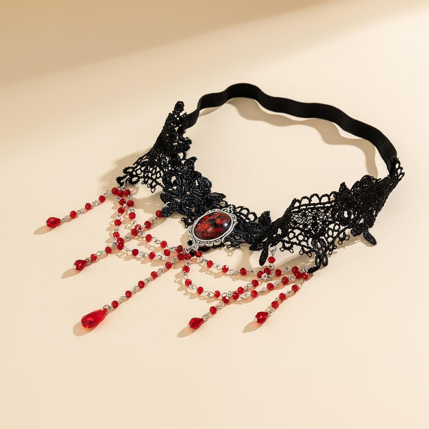 Gothic style Sexy lace leg chain Blood drop red imitation crystal leg loop lace tassel leg chain for Vampire masquerade party Carnival costume accessory - Image 2