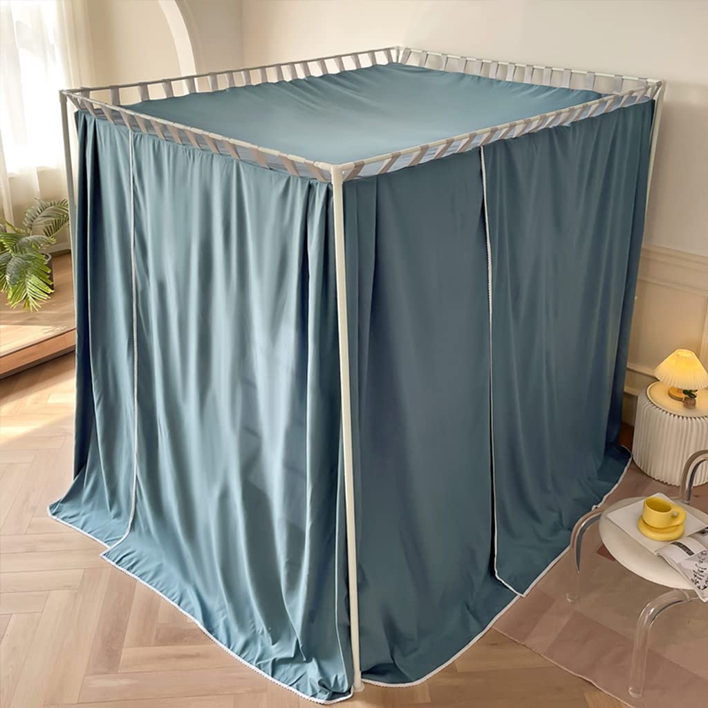 Betthimmel-Vorhang im Stangentaschen-Design mit 4 Eckpfosten für Mädchen und Frauen, Verdunkelungshimmel für Erwachsene, Hochzeit, Schlafzimmer, Bettdekoration (B, voll)