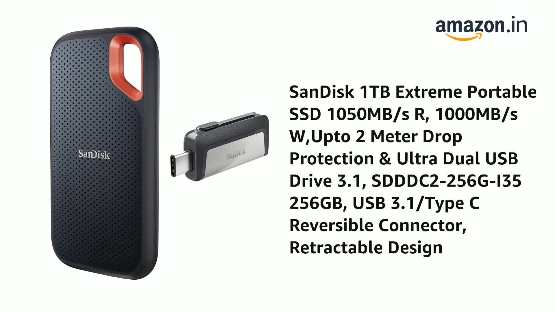 SanDisk Extreme Portable 1TB, 1050MB/s R, 1000MB/s W, 3mtr Drop