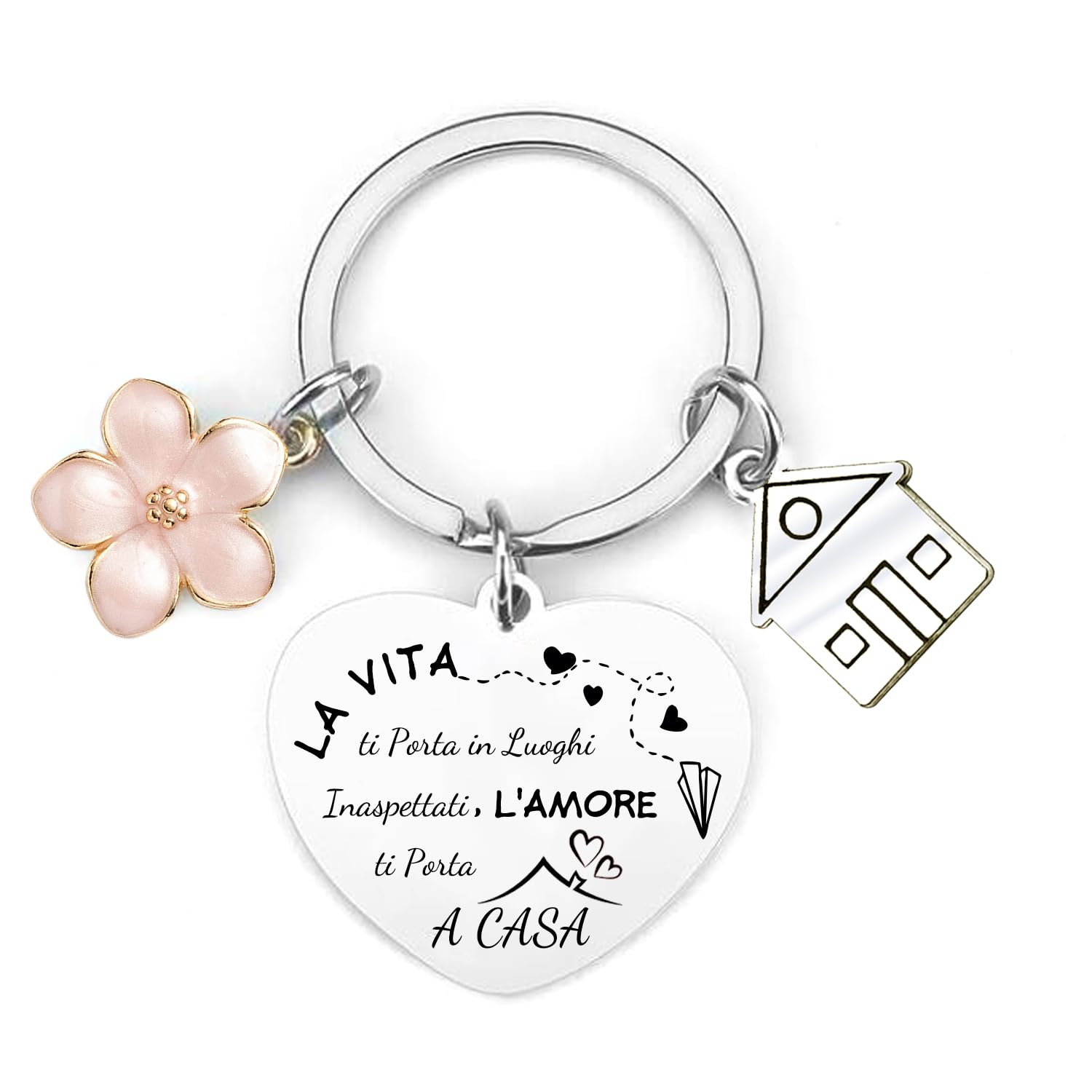 JRZDFXS Unisex Portachiavi Ci vediamo a Casa per Coppia in Acciaio Inox Ciondolo Casa Casetta Carina Chiavi regalo di inaugurazione della casa per moglie marito
