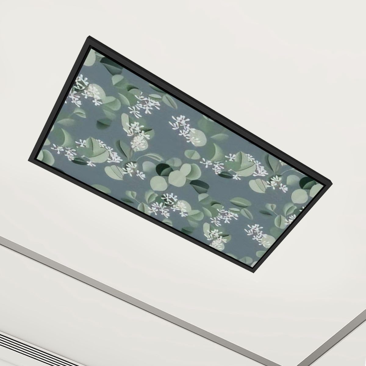 4 x 2 ft Decorative Fluorescent Light Cover for Ceiling Lights Watercolor eucalyptus leaf plant plant succulent Flower Magnetic Fluorescent Light Fixture Covers for Classroom Office Boho Decor