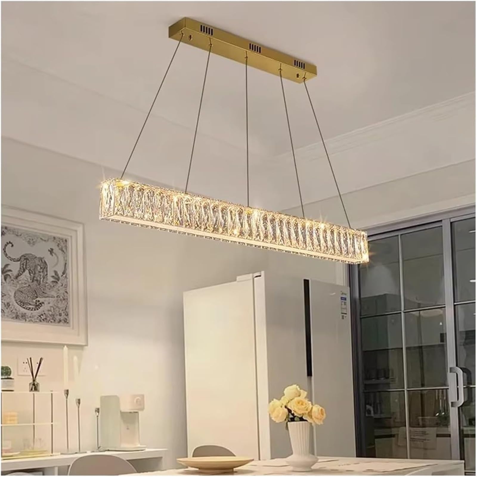 FZQSXAZU Pendant Light Ceiling Shade Lamp Modern Dining Room Hanging Lamps for Indoor Decor Chandeliers(RC Remote dimming Length 100cm)