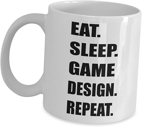 Regalos para diseñador de videojuegos Eat Sleep Repeat taza de café inspirador taza de té divertido bonito regalo idea de diseño de desarrollador