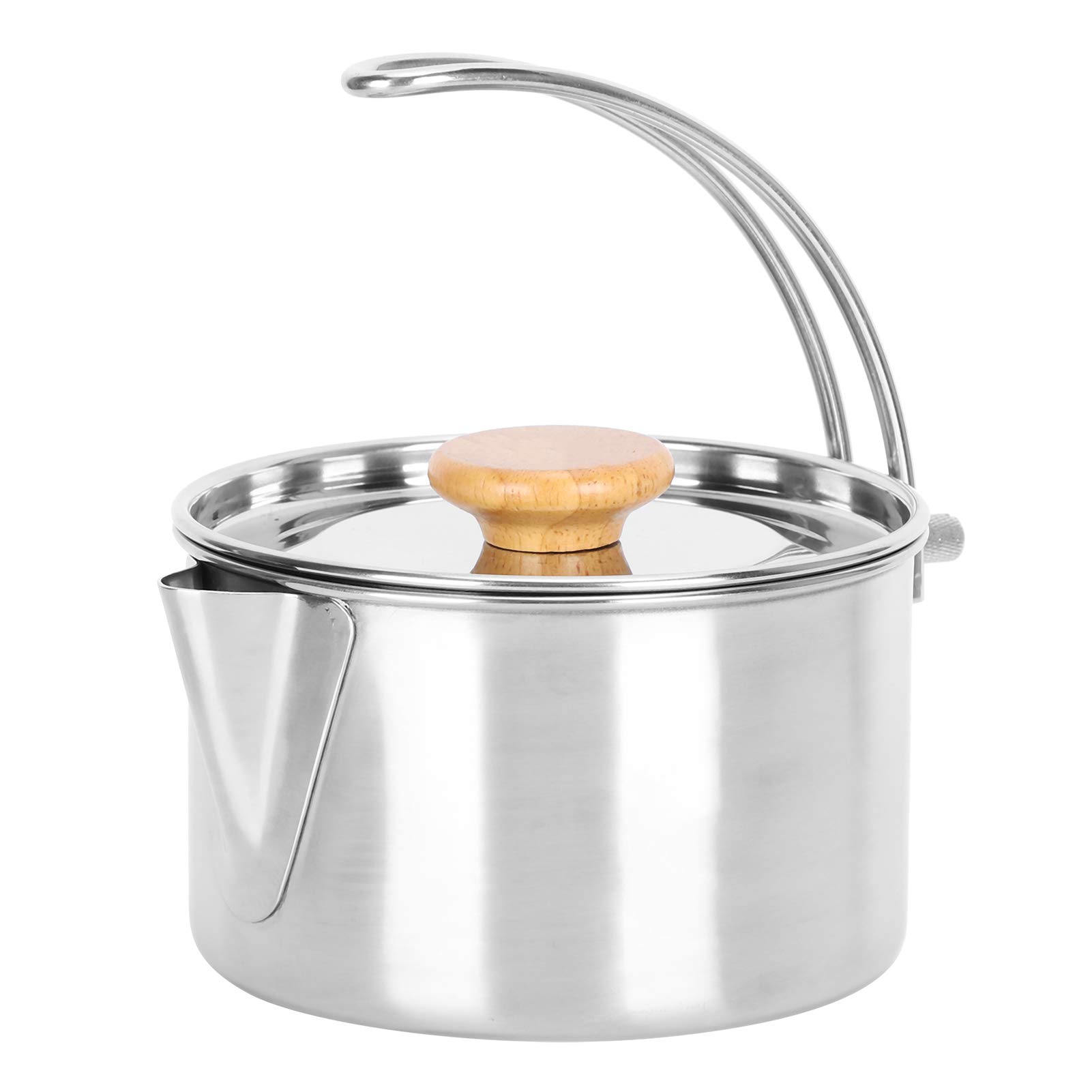 Bollitore in Acciaio Inossidabile Teiera Portatile Leggera da caffè per Campeggio, Picnic, Uso Esterno con Coperchio e Custodia