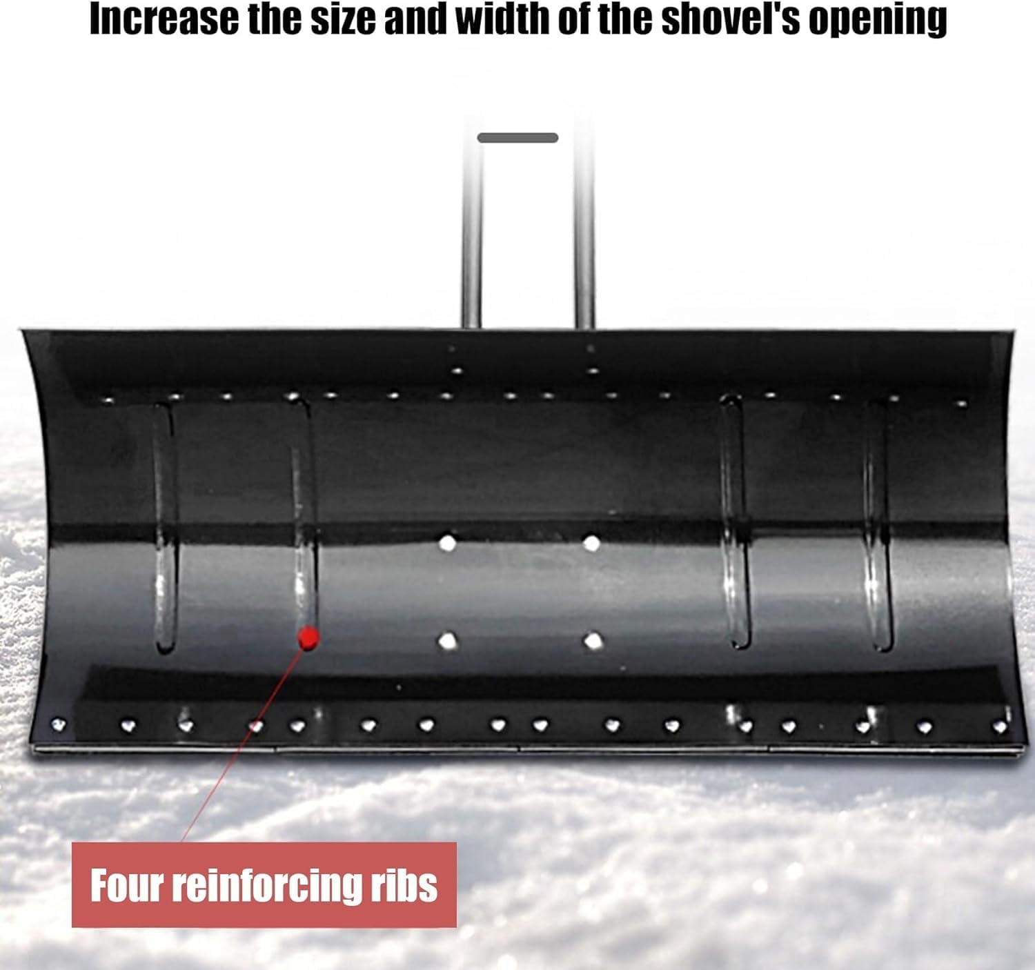 ELEFOCUS Pneumatic Tyre 2-Wheel Snow Shovels Pusher Hand Plow Hand Push Protable Snowplow Outdoor Snow Removal Tool(7535)