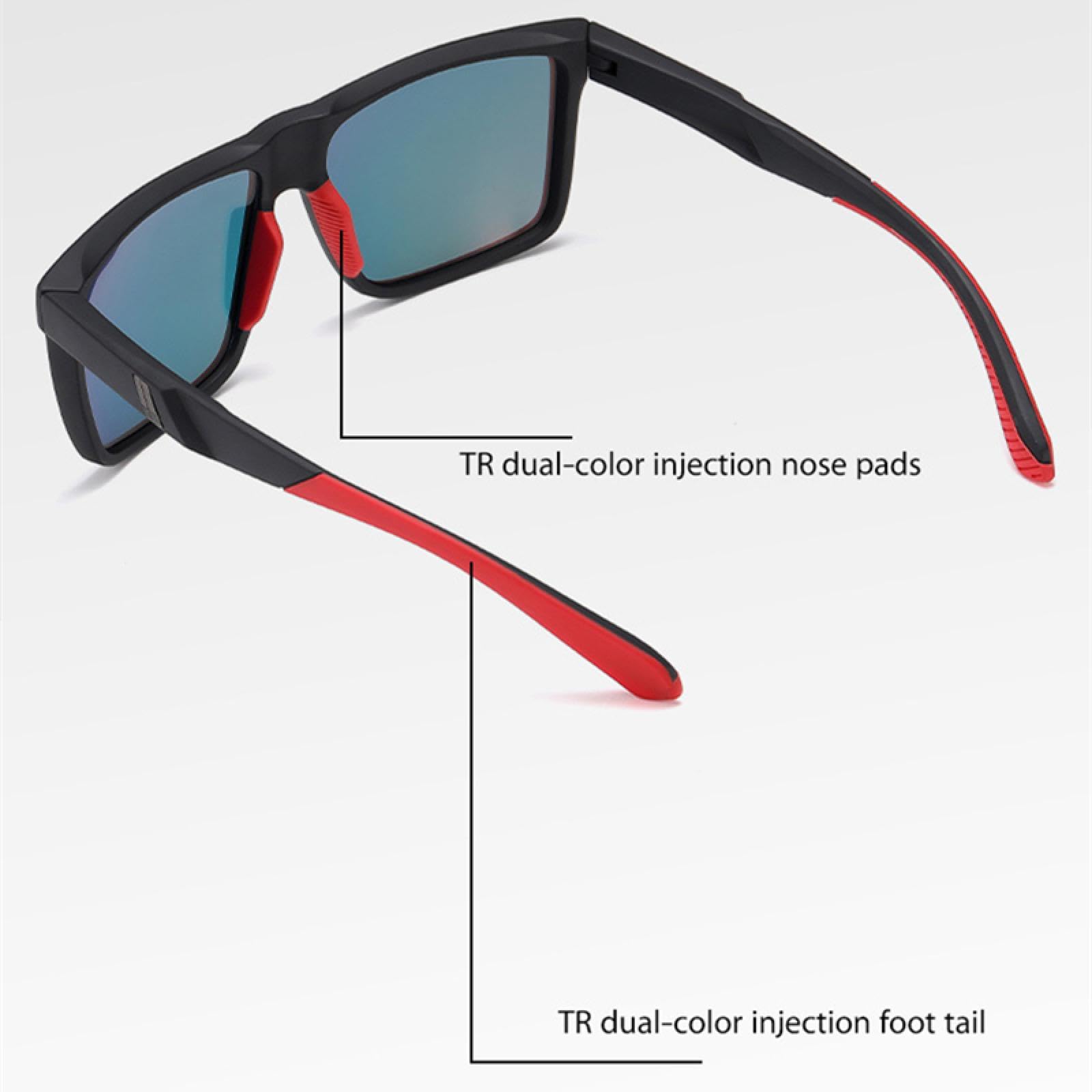 Gafas de sol con montura masculina, de moda, color marrón y azul, polarizadas, para hombre, con protección UV400