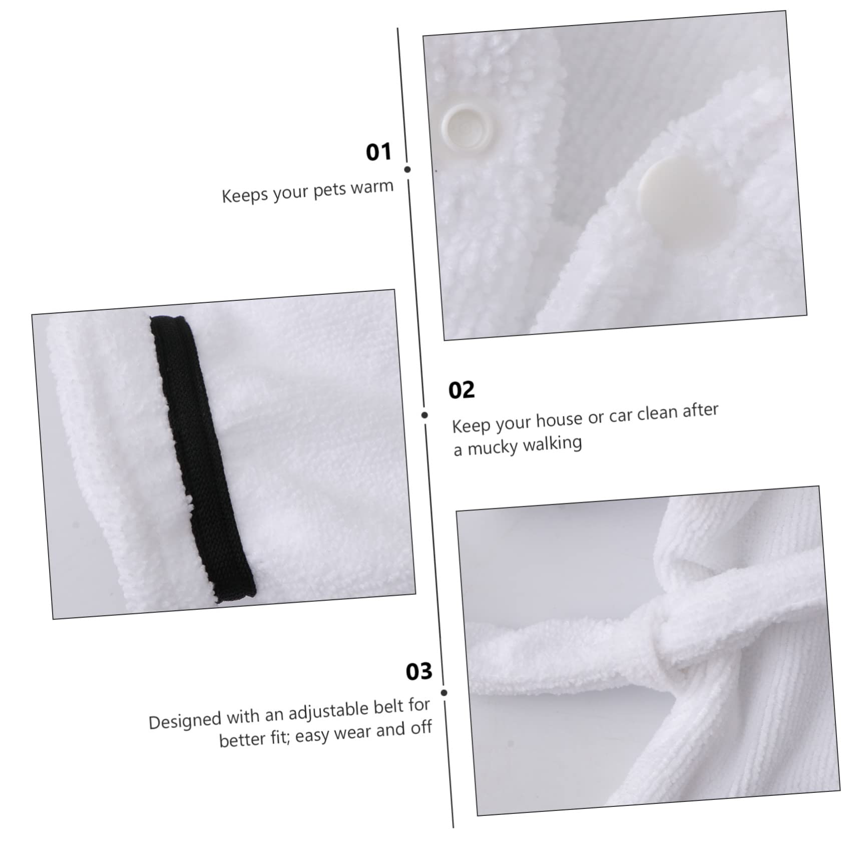 Kisangel 3stücke Fast Dry Pet Bathrobe Für Hunde Und Katzen Schnelltrocknender Super Saugfähiger Bademantel Mit Kapuze Weiß Für Baden Nässe