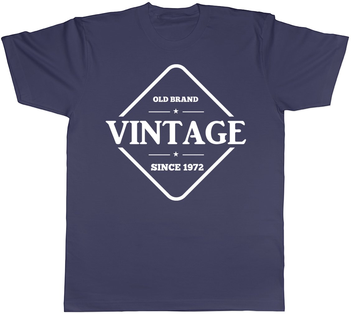 Shopagift Vintage Old Brand Since 1972 Birthday Mens Short Sleeve T-Shirt Navy Blue