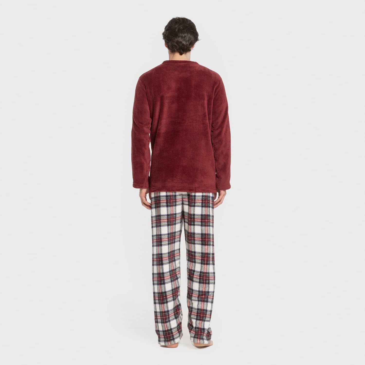 TRAMAS+ Pijama Hombre Invierno Coralina Manga Larga Polar Pantalón Largo Conjunto Cómodo Calentito