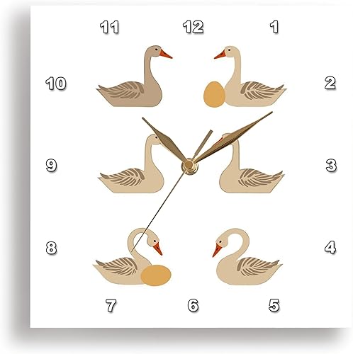 Miniatura 1 de 3dRose, Six Geese A-Laying Mid-Century Retro Cut-Out 1, 10x10 Wall Clock