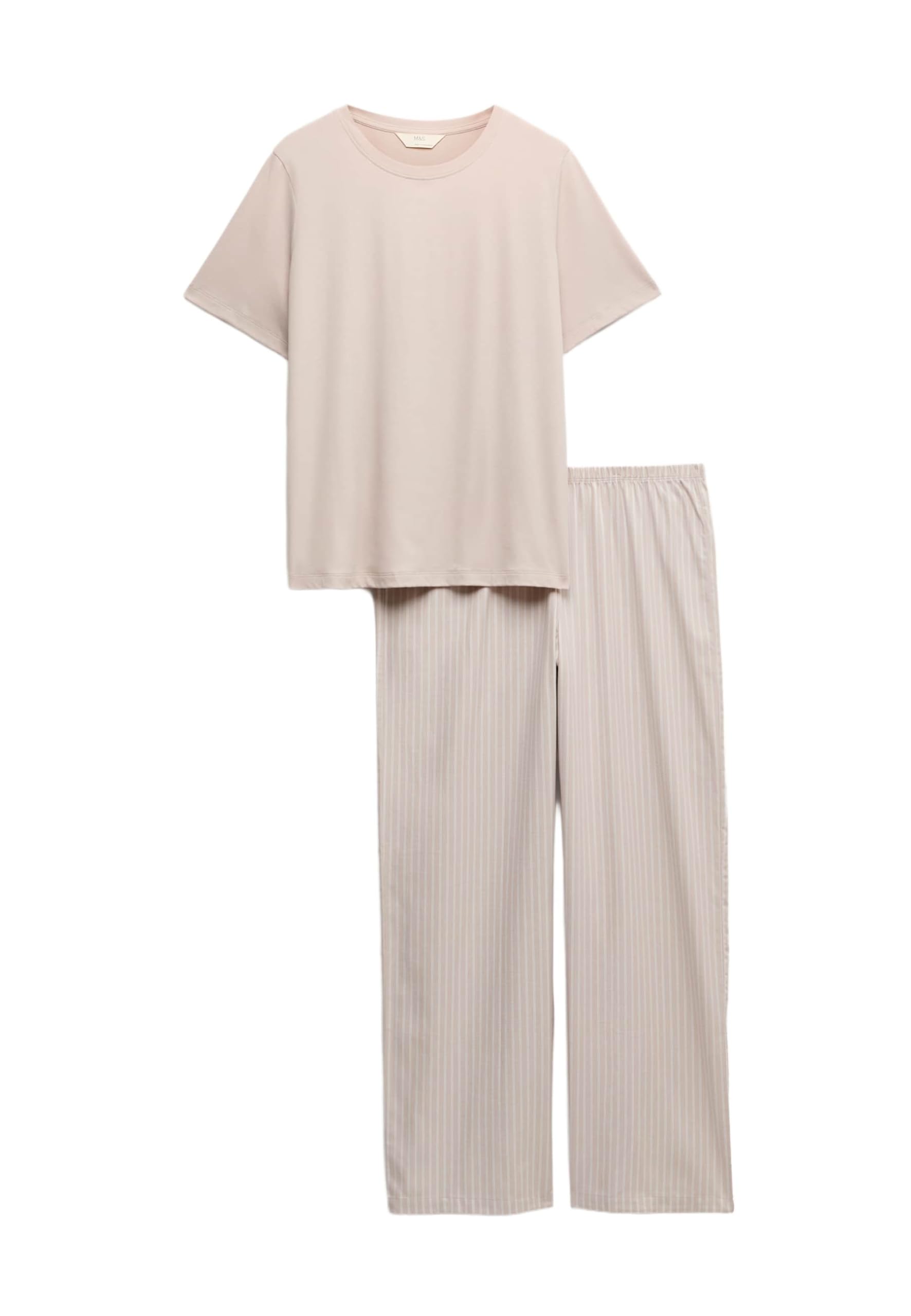 Marks & Spencer Donna Pantaloni Pigiama in Puro Cotone Tessuto – Vita Elasticizzata – Finitura Spazzolata