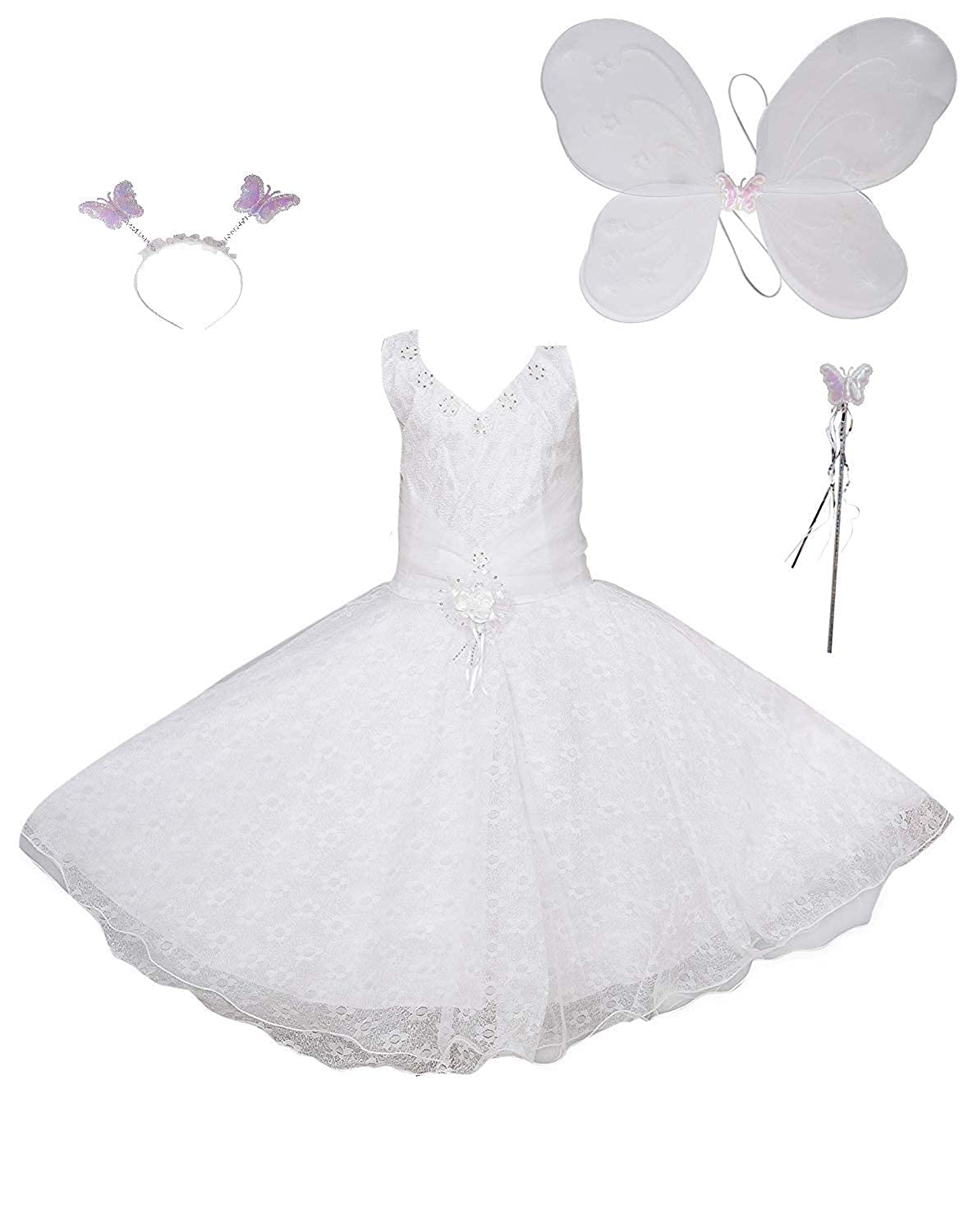 DevilBaby Girl's Angel Pari Dress/Christmas Gown White