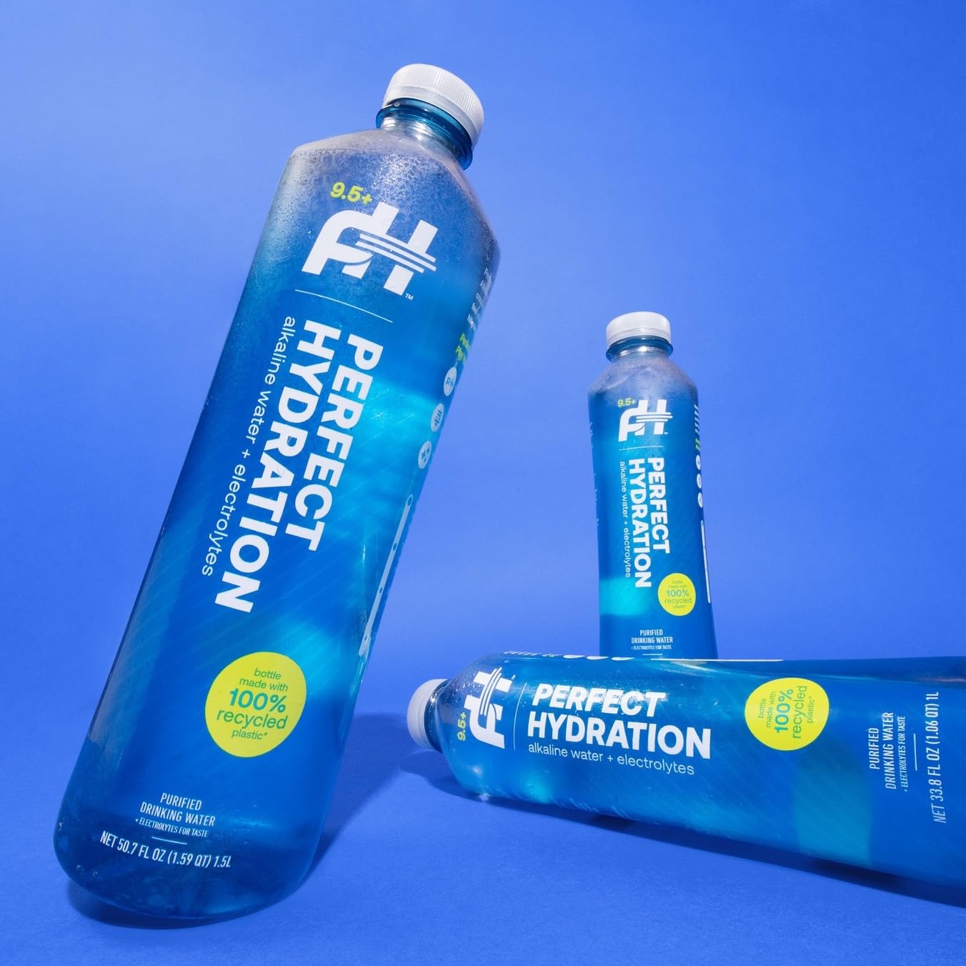 Perfect Hydration 9.5+ pH Alkaline Drinking Water, Made in the USA, 1.5-Liter Bottle, Case of 12, 3-Pack