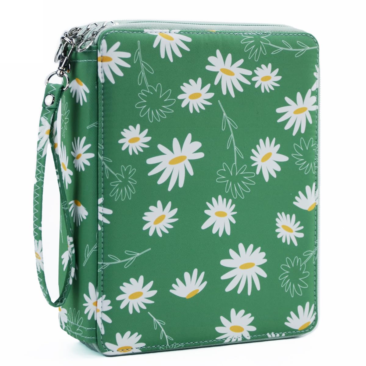 YOUNGCOL 120 Slots Colored Pencil Case Color Pencil Organizer Storage Large Capacity Pencil Case (Green + Sunflower, 120 Slots)