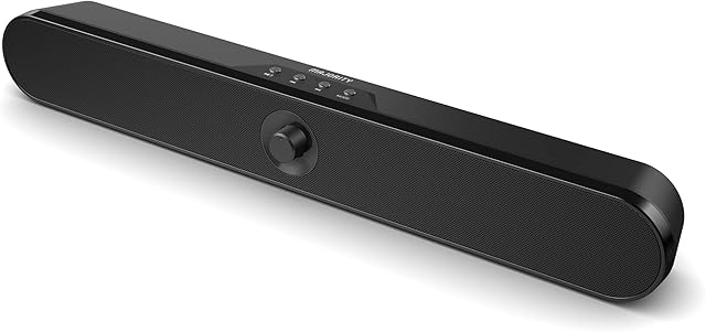 MAJORITY Atlas Portable Bluetooth PC Soundbar | 20 Watts Stereo Sound | Speaker with 8 Hours Playback | One Touch Control, USB & AUX Playback Sound Bar for TV, Laptops, Monitors and Projectors