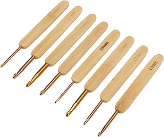 8pcs Crochet Hooks Ergonomic Design Stainless Steel Material White Bamboo Handle Knitting Needles Set for Weaving,Crochet Hooks Set, Crochet Hooks Set Crochet Kits for Beginners Adults Crochet c