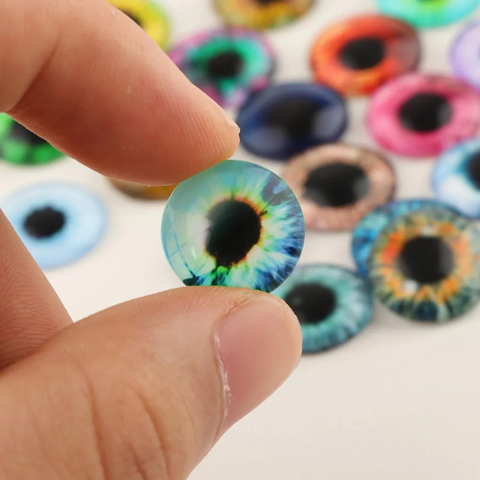 MWOOT 100 Pcs 12mm Occhi di drago per l'artigianato , Occhi di Vetro, Cabochon in vetro per argilla, occhio Animali per Bambole, Realizzazione Gioielli, Sculture, Accessori, Artigianato fai-da-te