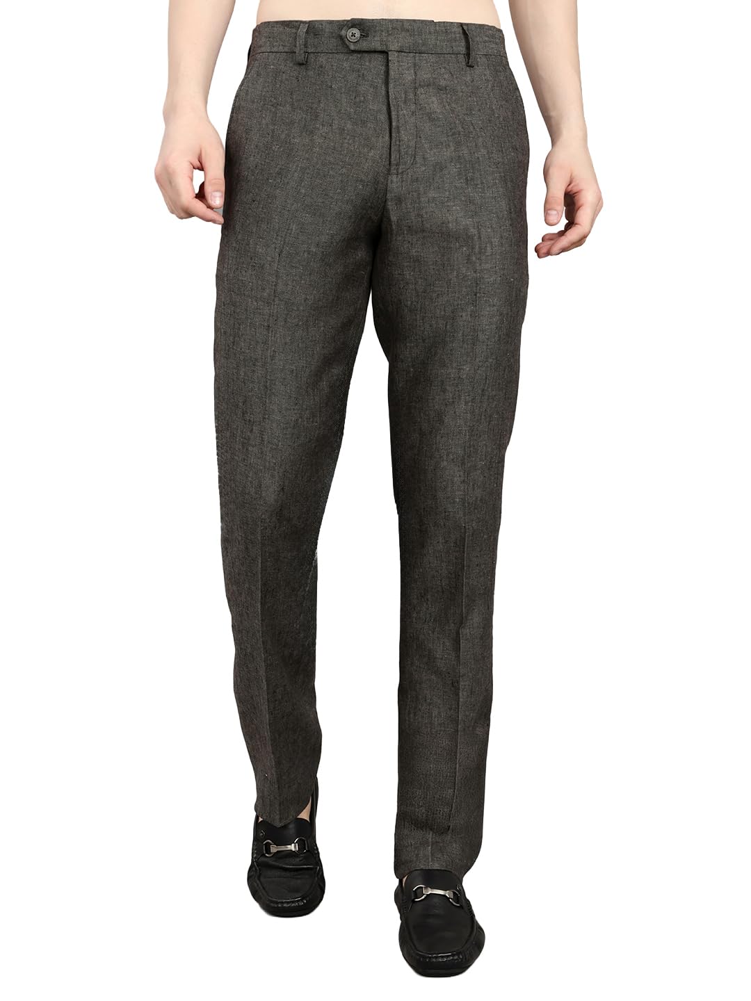 Mens Tapered Melange Trouser|Solid Pattern Casual Trousers | Button Closure | Stylish & Comfortable Formal Trouser for Men's (Pack of 1)-image-48