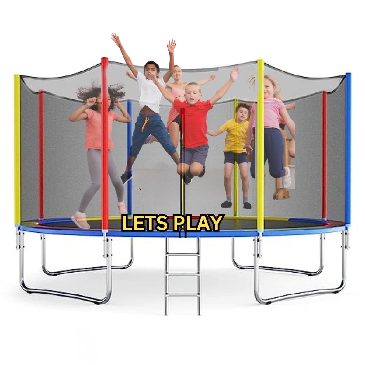 LETS PLAY® Trampoline | 8 Feet Jumping Trampoline with Safety Net, Suitable for Both Kids & Adults | Indoor & Outdoor | Supports Weight Capacity of 180 Kgs (Dia -8ft) Extra Bounce