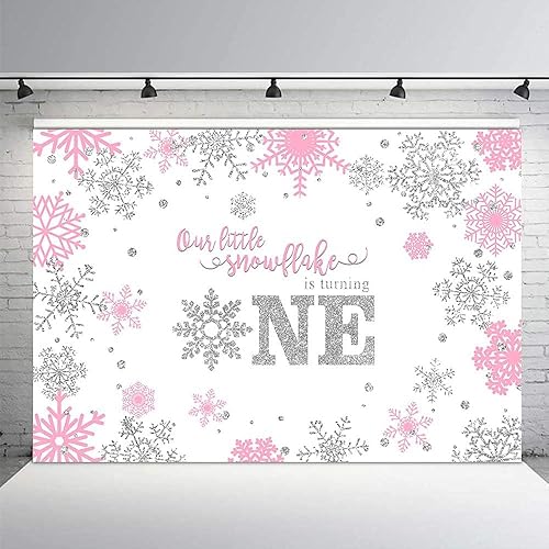 Miniatura 7 de MEHOFOND Fondo de fotografía de invierno Onederland, accesorios de telón de fondo con diseño de copo de nieve dulce y pequeño, feliz primer