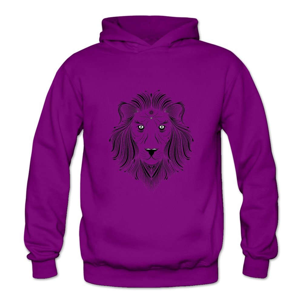 Nice Grey Ink Lion Head Long Sleeve Slim Fit Hoodies for Women's