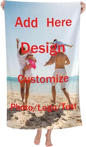 Toalla de playa personalizada para piscina añade tu imagentextoLogo personalizada toalla de baño de microfibra súper absorbente para viajes natación