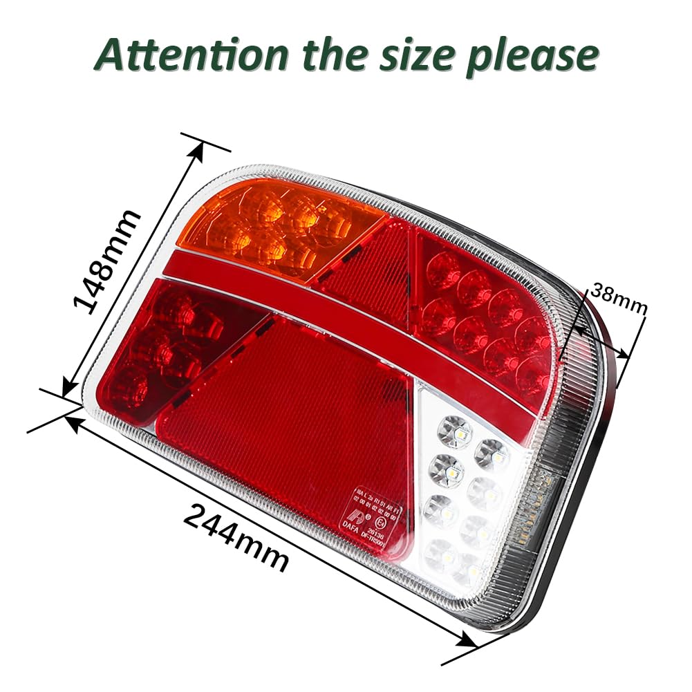 Pilotos Traseros de Iluminación Luces Traseras LED para Remolque Camión Caravan 12V 24V Lámpara Trasera Impermeables 7 Funciones Luz Trasera LED Homologados ECE
