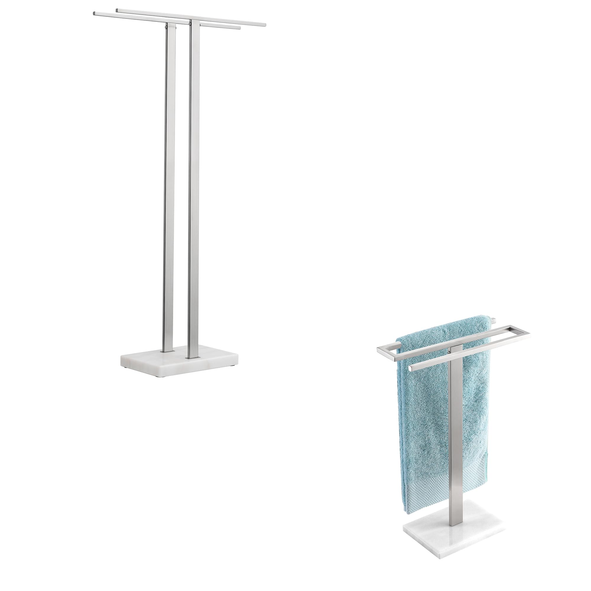 KES Standing Towel Rack 37" H Bathroom Towel Rack Stand & KES Countertop S-Shape Towel Rack, BTH229-2+BTH223-2