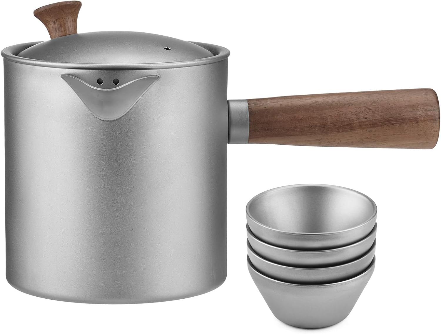 Ti Tea Kettle Portable Camping Hiking Tea Maker with Strainer for Outdoor 580ml Lightweight Pot