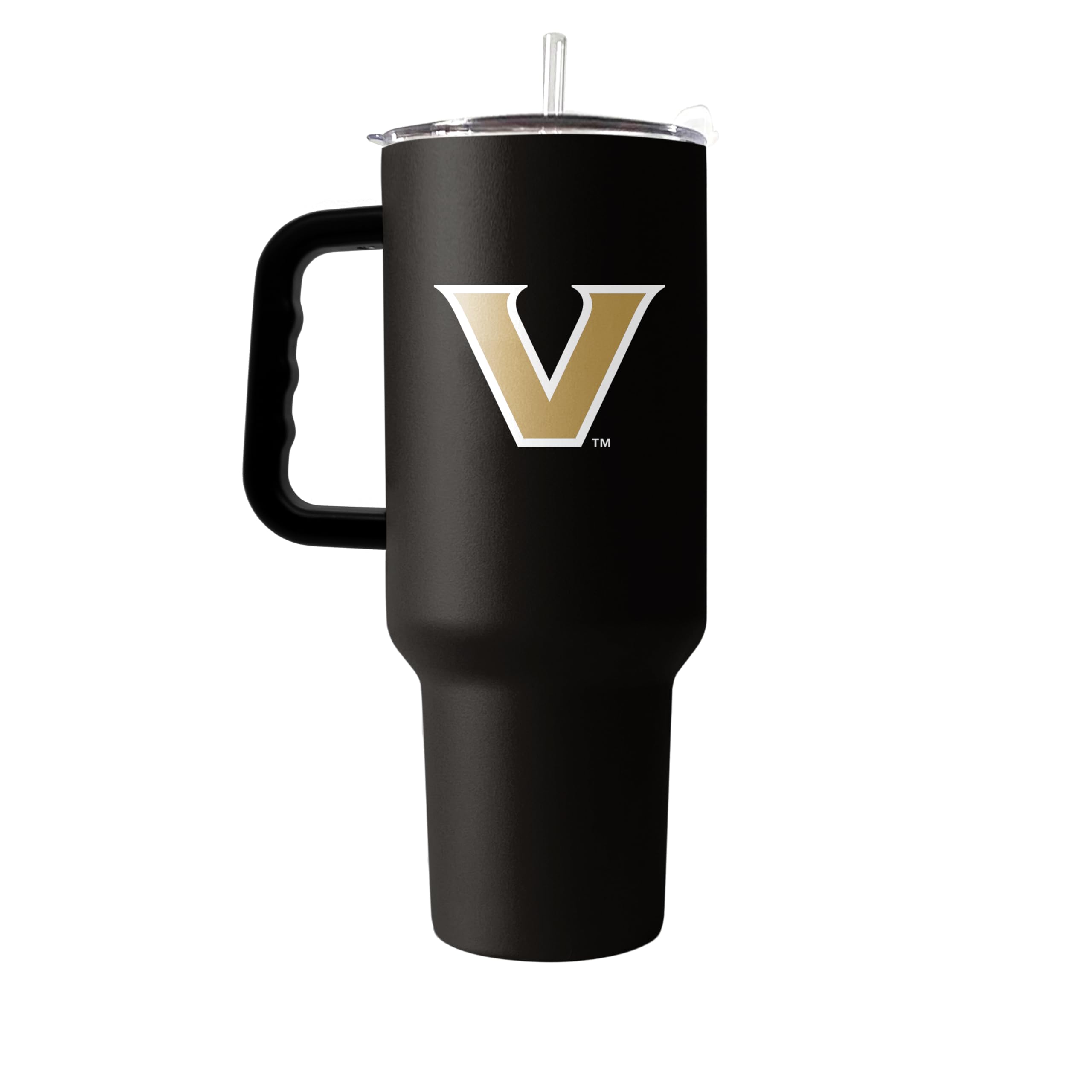 Logo Brands NCAA 40 oz Tumbler with Handle -Stainless Steel Insulated Travel Tumbler with Straw Lid – Powder Coated, Leak-Resistant, Keeps Drinks Hot/Cold – Great for Tailgating, or Everyday Use